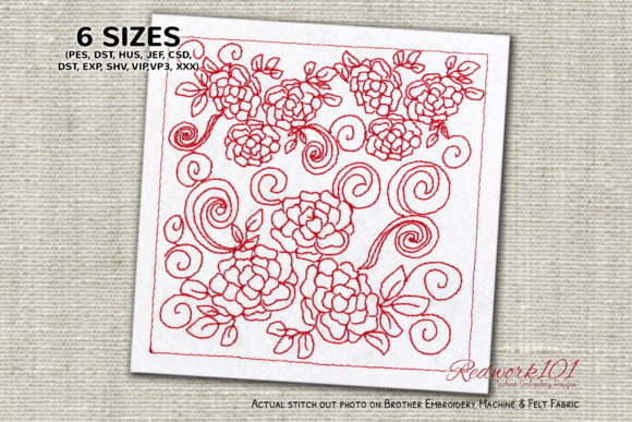 Abstract Floral Redwork Review for Business Merchandise