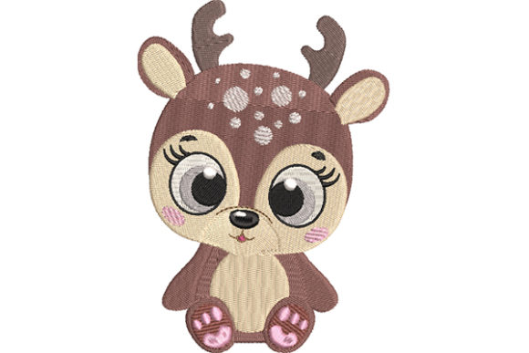 Adorable Baby Deer with Cute Eyes Embroidery