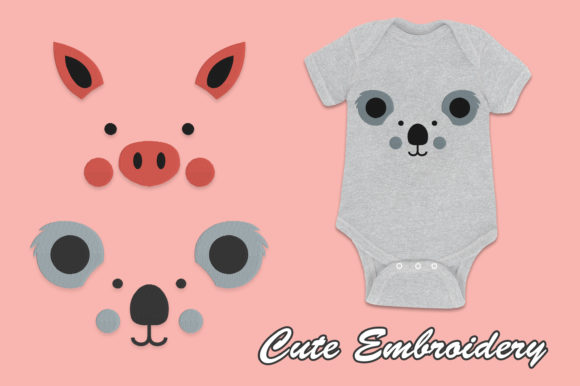 Adorable Cute Pigs and Cute Koalas Embroidery