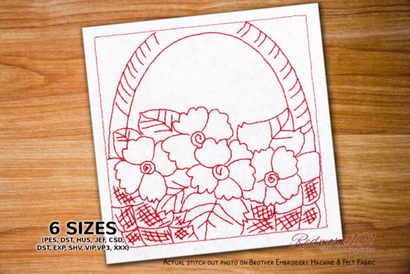 Beautiful Flower Basket Redwork Review