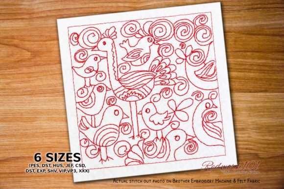 Bird Design Seamless Patter Redwork Review