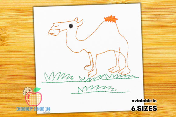 Camel Standing in the Desert: A Charming Embroidery Design