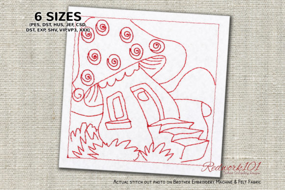 Cartoon Mushroom House Redwork Review