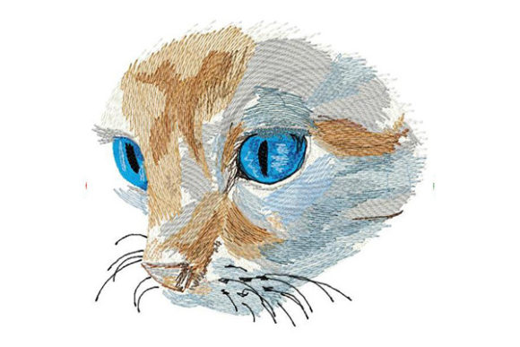 Cat with Deep Blue Eyes: A Standout Embroidery Design