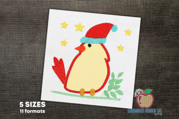 Christmas Bird Wearing Hat Applique Review
