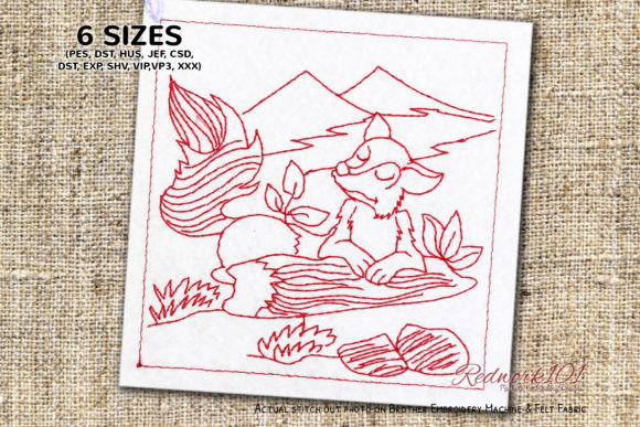 Fox Sitting Redwork Embroidery Review
