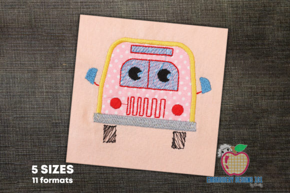 Front View of School Bus Applique: A Charming Addition