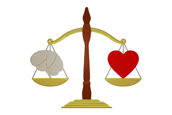 Heart and Brain on Balance: A Versatile Embroidery Design