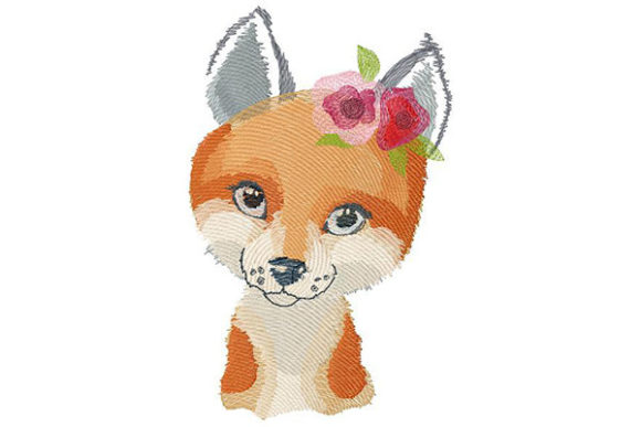 Lady Fox with Flowers on Her Head