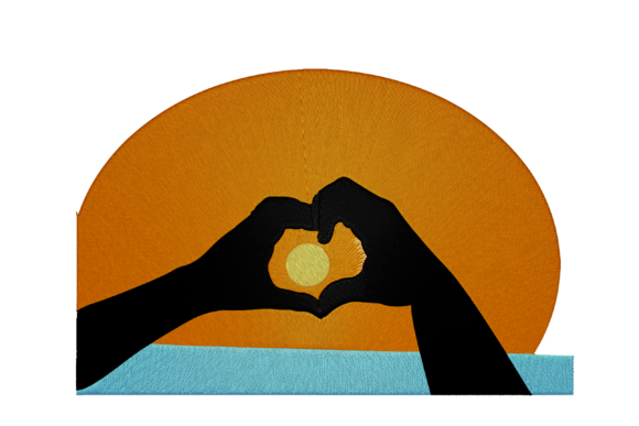 Love on Sunset: A Charming Embroidery Design