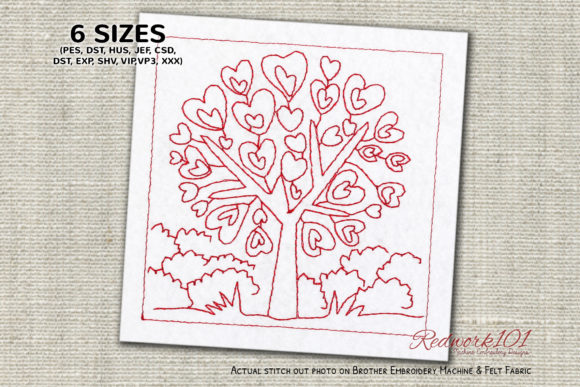 Love Tree: A Charming Embroidery Design for Valentine's Day