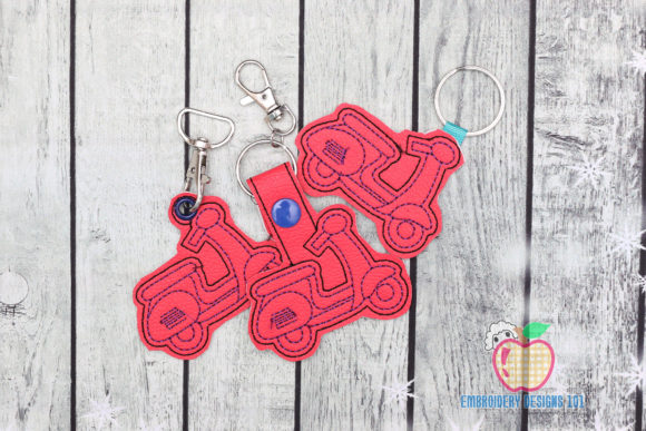 Moped Scooter ITH Snaptab Keyfob Design