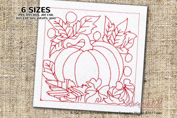 Pumpkin Vegetable with Green Leaves: A Nature-Inspired Embroidery