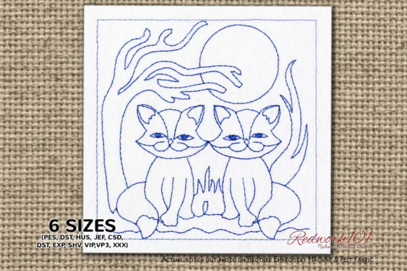 Sitting Twin Cats Embroidery Review