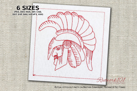 Spartan Warrior Head Redwork for Apparel